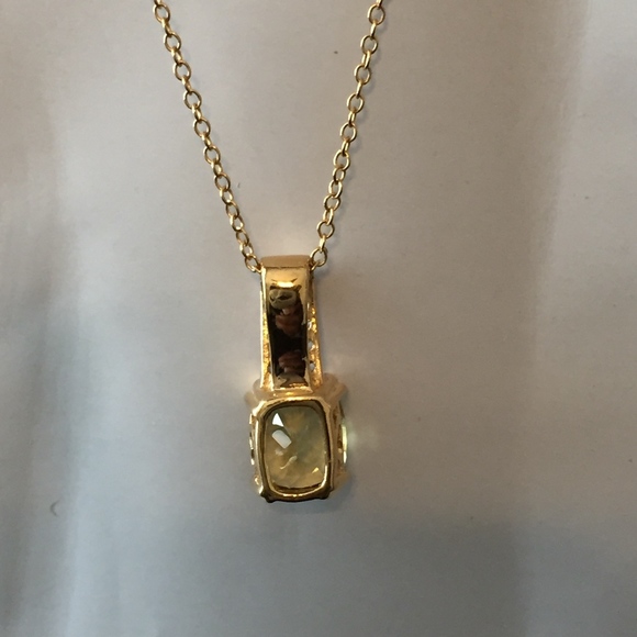 YELLOW APATITE & WHITE ZIRCON 18K/SILVER PEN/CHAIN - Picture 4 of 8